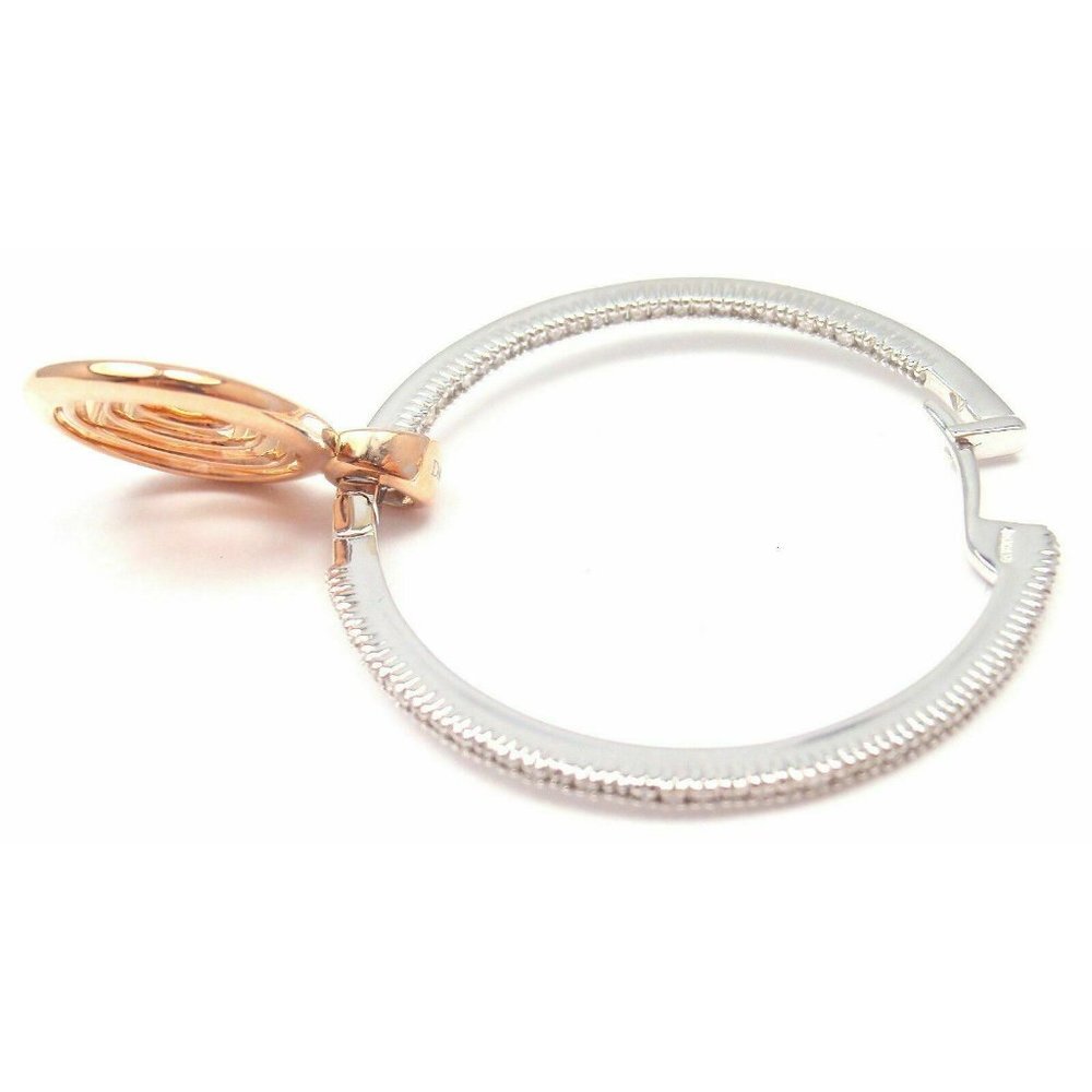Authentic! Damiani 18k Rose/white Gold Diamond Hoop Earrings​ - Picture 3 of 9